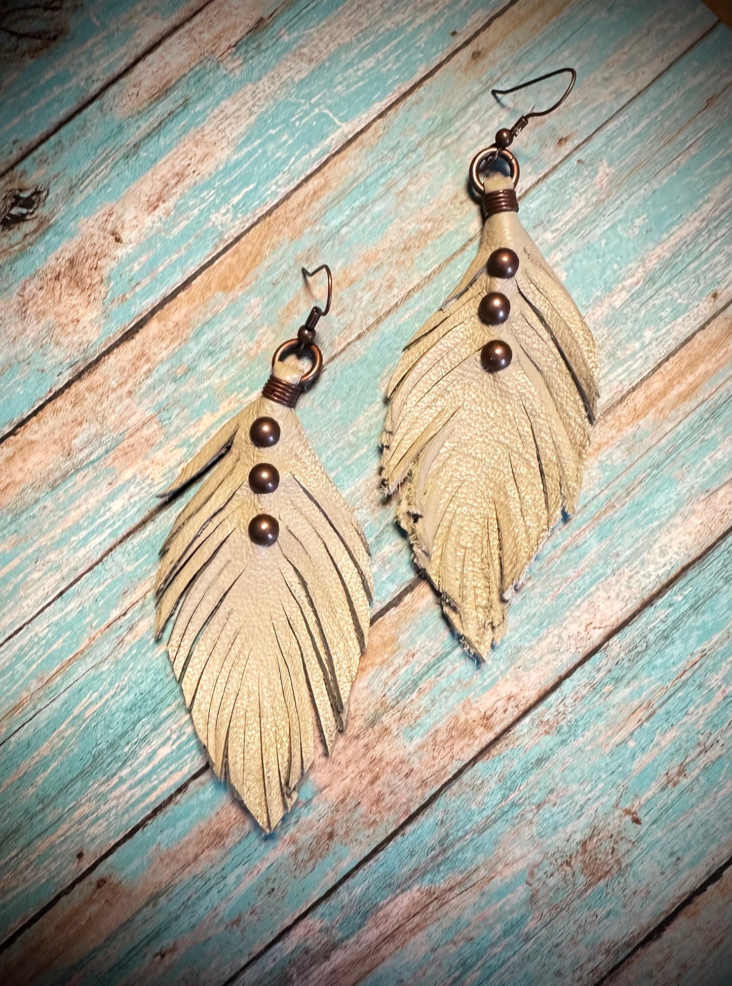 Studded leather earrings