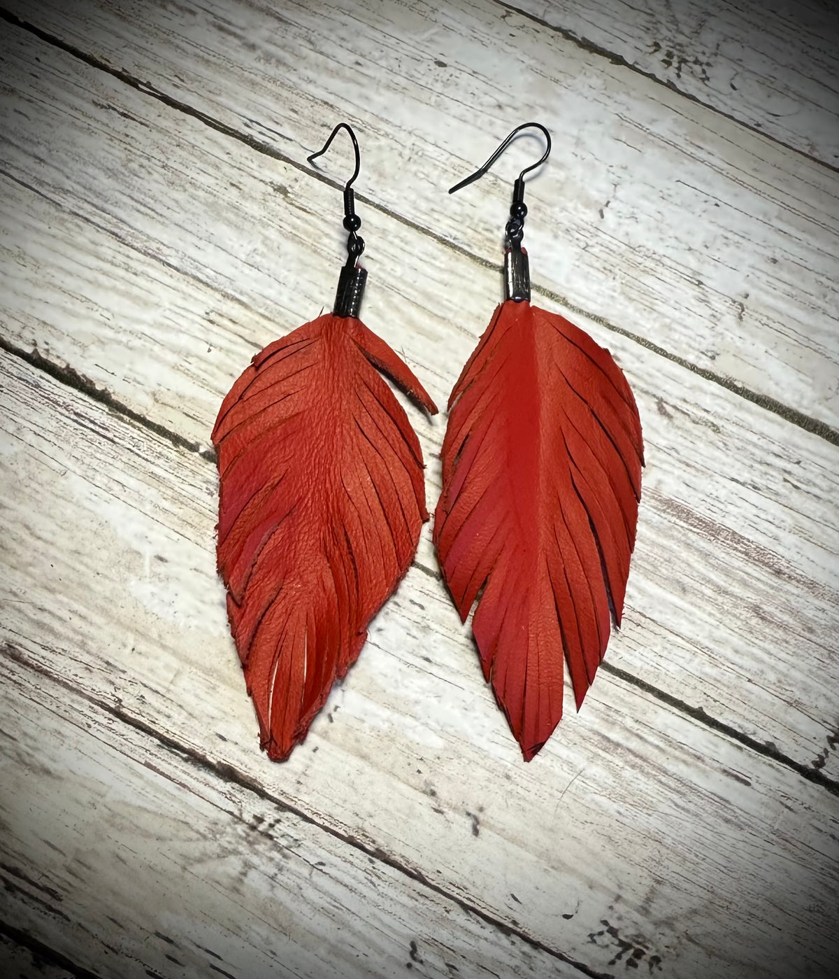 Leather Feather earrings