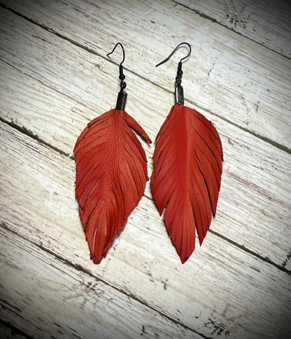 Leather Feather earrings