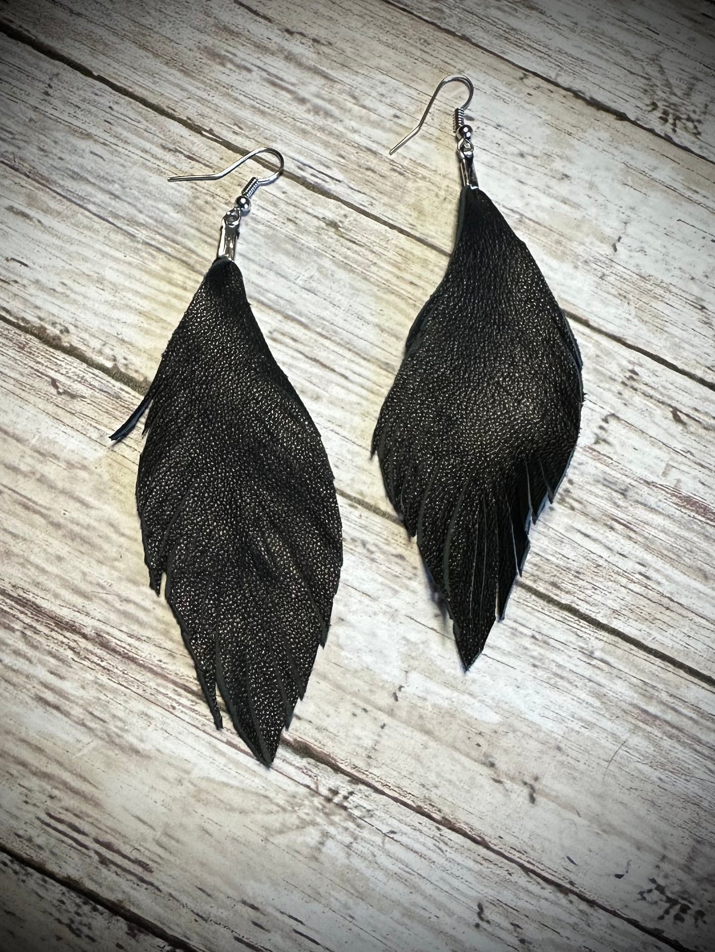 Leather Feather earrings