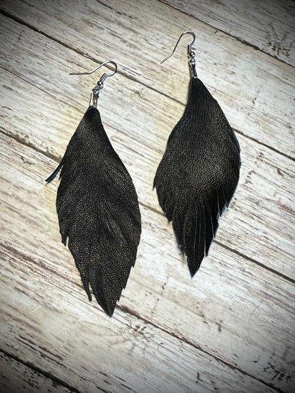Leather Feather earrings